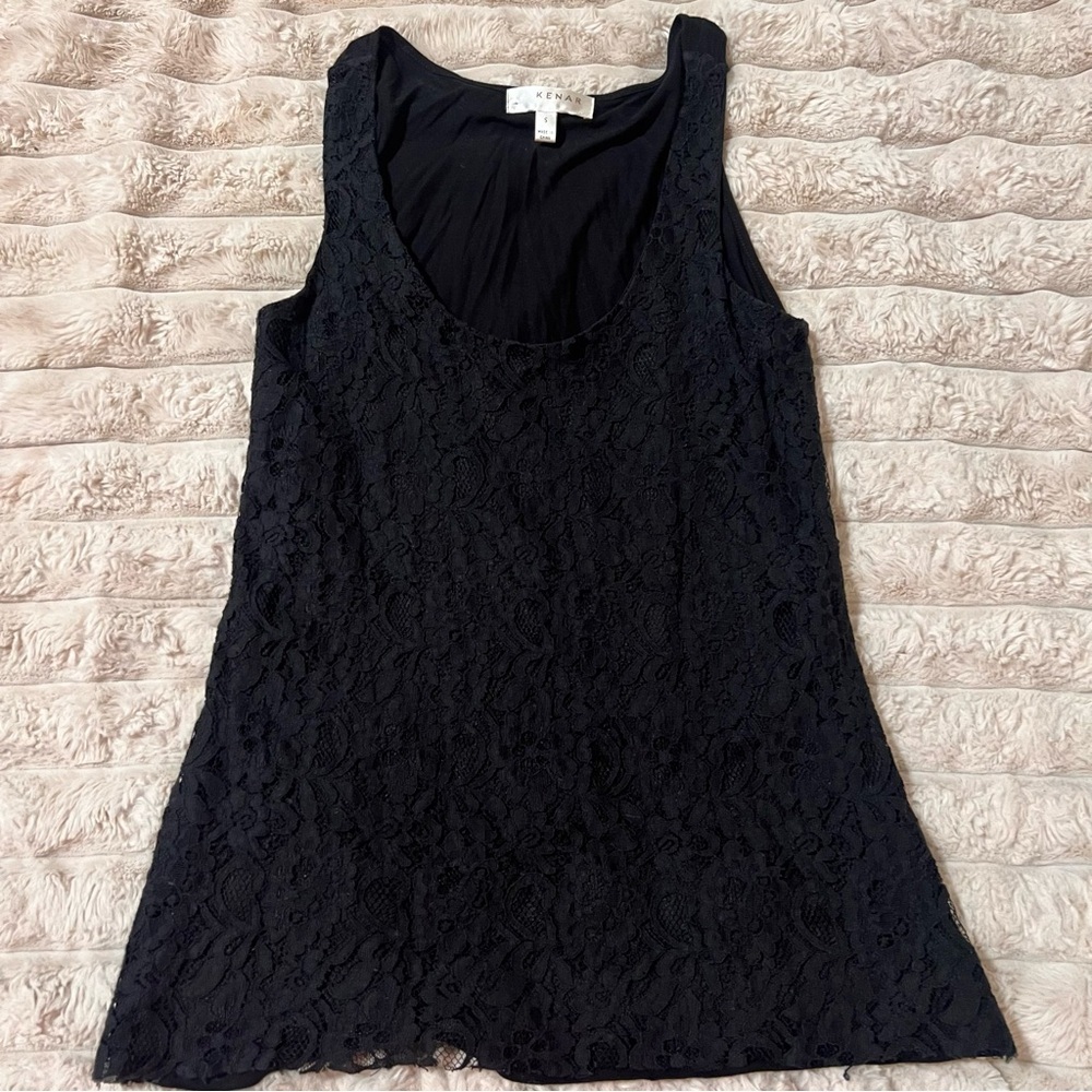 Kenar Black Lace Tank Top